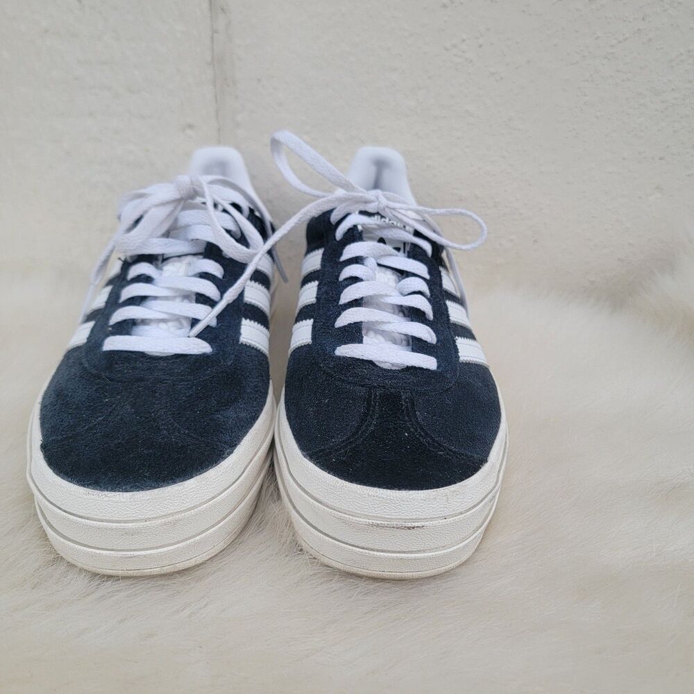 Adidas Originals Gazelle Bold Core Black White Womens Size 5 Platform Sneakers